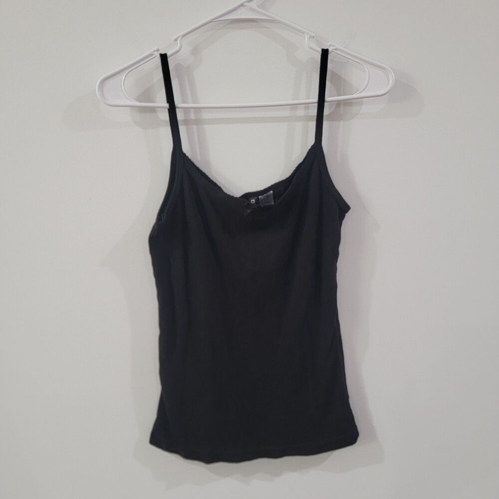 Y2K Divided‎ H And M Womens Size Medium Black Tank Cami Top Bow Whimsigoth Retro